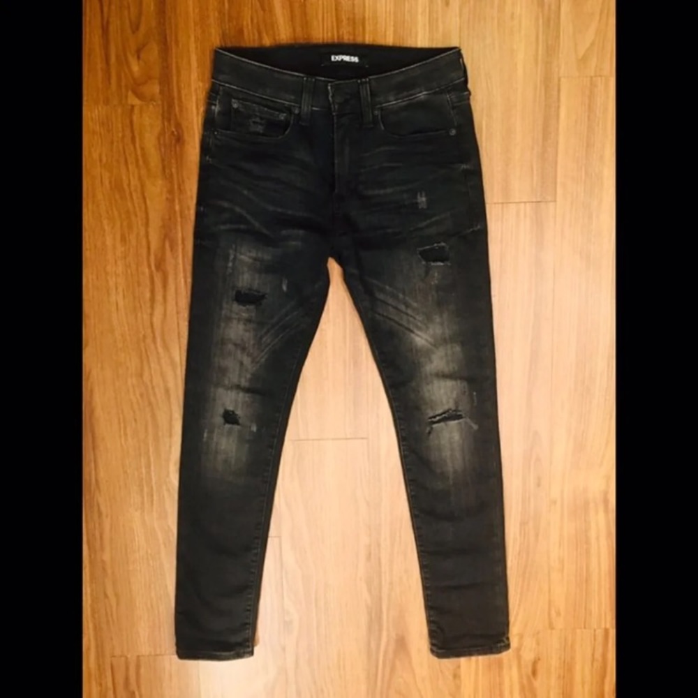 Excellent Express Black Ripped Skinny Jeans 28x30